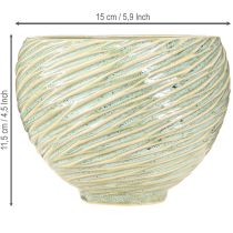 Article Coupe décorative en céramique vert spirale Ø15cm H11cm (Lot de 2)