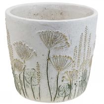 Jardinière Grand Pot De Fleurs Céramique Or Blanc Ø20.5cm H20cm