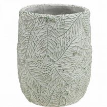 Article Jardinière en céramique vert blanc gris branches de pin Ø12cm H17.5cm