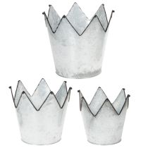 Article Lot de 3 caches-pots en métal forme couronne en zinc Ø21,5/19,5/17 cm
