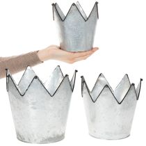 Article Lot de 3 caches-pots en métal forme couronne en zinc Ø21,5/19,5/17 cm