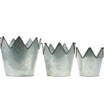 Article Jardinière couronne métal décoration zinc Ø21,5/19,5/17cm lot de 3