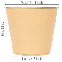 Article Cache-pot métallique orange pastel Ø16cm H14cm avec motif floral