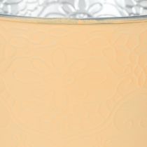 Article Cache-pot métallique orange pastel Ø16cm H14cm avec motif floral