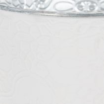 Article Cache-pot en métal blanc avec motif floral, Ø16 cm H14 cm