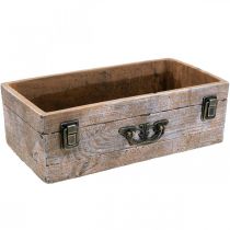 Jardinière tiroir béton aspect bois antique 31x17x10cm