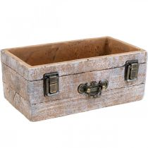 Jardinière tiroir béton aspect bois antique 22,5x13x9cm