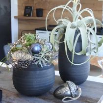 Jardinière pot de fleurs en céramique noire Ø27cm H23cm