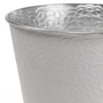 Cache-pot métal pot de fleur blanc pastel Ø12cm
