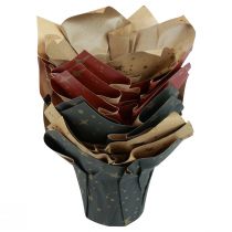 Article Jardinière papier étoiles rouge/anthracite/naturel Ø12cm H12cm 9pcs