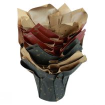 Article Jardinière papier étoiles rouge/anthracite/naturel Ø4,5cm H6cm 9 pcs