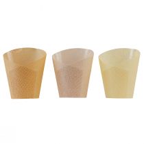 Jardinière papier tressé vanille, orange, rose Ø7cm H13cm 12pcs