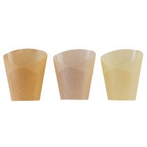 Jardinière papier tressé vanille, orange, rose Ø9cm H18cm 9pcs