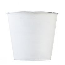 Article Pot de fleurs jardinière métal fleurs blanches 12,5cm H11,5cm