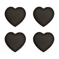 Article Décoration coeur en ardoise Saint Valentin coeur noir L16cm 4 pcs