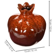 Article Décoration grenade en céramique rouge brillant 14 cm