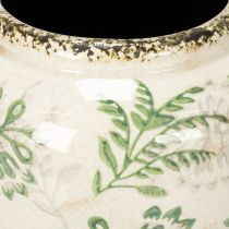 Article Vase en céramique avec motif végétal vert et blanc 19 cm