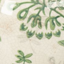 Article Vase en céramique avec motif végétal vert et blanc 19 cm