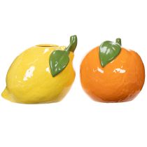 Article Vase à agrumes (orange et citron), accessoire de décoration raffiné pour l'été, 10 cm, lot de 2.