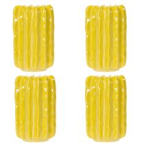 Article Vase en céramique motif cactus, design rainuré pour un intérieur moderne, 13 cm, lot de 4