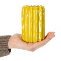Article Vase en céramique motif cactus, design rainuré pour un intérieur moderne, 13 cm, lot de 4