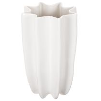 Article Vase en céramique blanche ondulée 24 cm pour fleurs séchées
