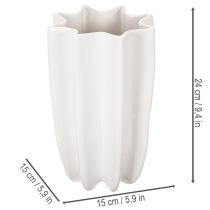 Article Vase en céramique blanche ondulée 24 cm pour fleurs séchées