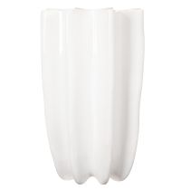 Article Vase en céramique blanche ondulée 24 cm pour fleurs séchées