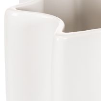 Article Vase en céramique blanche ondulée 24 cm pour fleurs séchées