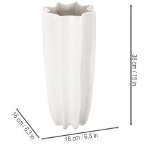 Article Vase Décorative en Céramique Blanche 38 cm avec Surface Striée