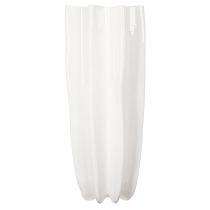 Article Vase Décorative en Céramique Blanche 38 cm avec Surface Striée