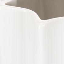 Article Vase Décorative en Céramique Blanche 38 cm avec Surface Striée
