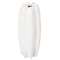 Article Vase en céramique blanche rainurée pour fleurs séchées 40 cm