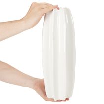 Article Vase en céramique blanche rainurée pour fleurs séchées 40 cm