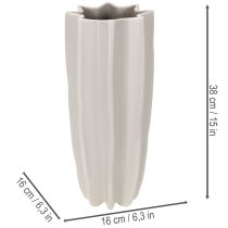 Article Vase haut ondulé en céramique gris taupe mat 38 cm