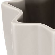 Article Vase haut ondulé en céramique gris taupe mat 38 cm