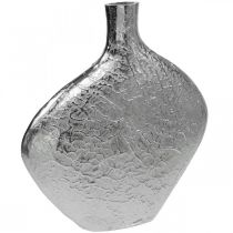 Vase décoratif vase à fleurs en métal martelé argent 33x8x36cm