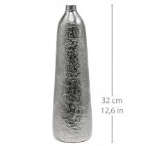 Article Vase décoratif vase à fleurs métal martelé argent Ø9,5cm H32cm