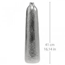 Article Vase décoratif vase à fleurs métal martelé argent Ø9,5cm H41cm