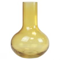 Vase vase en verre jaune vase à fleurs bulbeux verre Ø10,5cm H15cm