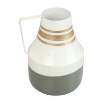 Article Vase anse métal pichet décoratif gris/crème/doré Ø17cm H23cm