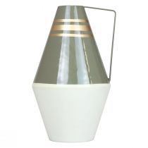 Article Vase en métal au style vintage avec anse - Crème/Gris/Or Ø19cm H31cm
