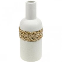 Vase à fleurs en céramique blanche et vase en jonc de mer décoration de table H22,5cm