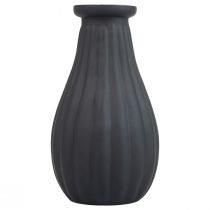 Vase vase verre noir rainures vase décoratif verre Ø8cm H14cm