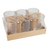 Article Bougeoir lanterne en verre transparent Ø9,5cm H15cm 6pcs
