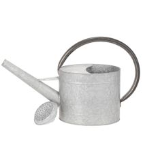 Article Arrosoir vintage en métal gris argenté, élégant objet de décoration de jardin, vase à fleurs, L 53 cm x H 29 cm