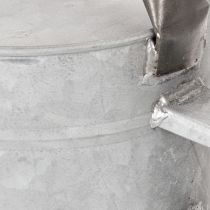 Article Arrosoir vintage en métal gris argenté, élégant objet de décoration de jardin, vase à fleurs, L 53 cm x H 29 cm