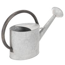 Article Arrosoir vintage en métal gris argenté, élégant objet de décoration de jardin, vase à fleurs, L 53 cm x H 29 cm