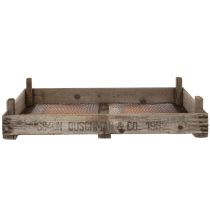 Article Boîte en bois vintage avec grille métallique, style campagnard, passoire à oignons décorative, 75×50×14cm