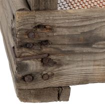 Article Boîte en bois vintage avec grille métallique, style campagnard, passoire à oignons décorative, 75×50×14cm
